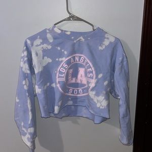 LA hearts cropped and bleached crewneck